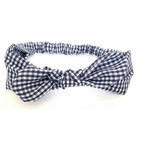 turbante para bebé vichy azul marino