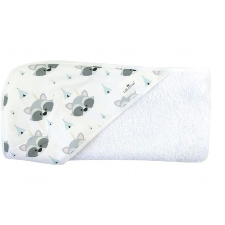 Toalla capa de baño recien nacido mapaches tipi