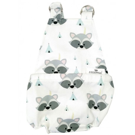Peto bebé espalda abierta mapaches tipi