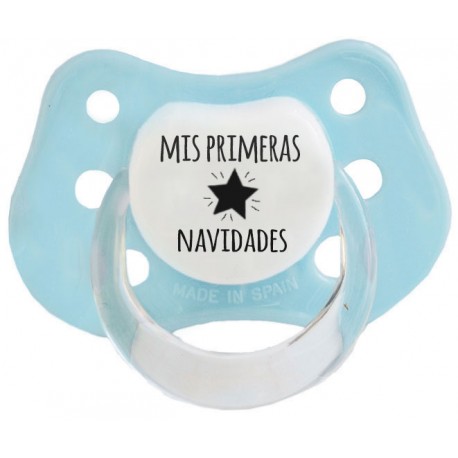 Chupete bebé Mis primeras navidades Azul