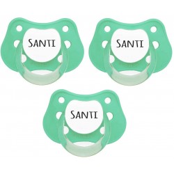 3 Chupetes personalizados con nombre verde mint