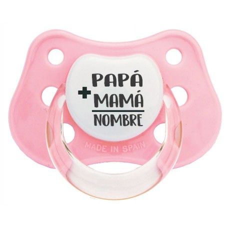 Chupete bebé mamá papá bebé rosa