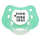 Chupete personalizado bebé mamá papá verde