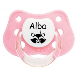 Chupete personalizado mapache tipi rosa