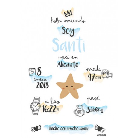 Laminas personalizada nacimiento estrella mar