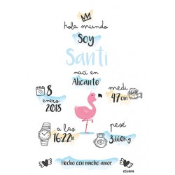 Laminas nacimiento flamenco verde, azul, rosa