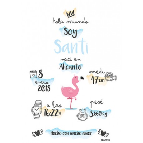 Laminas nacimiento flamenco verde, azul, rosa