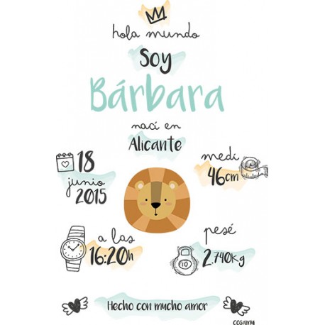 Laminas nacimiento lion king verde, azul, rosa