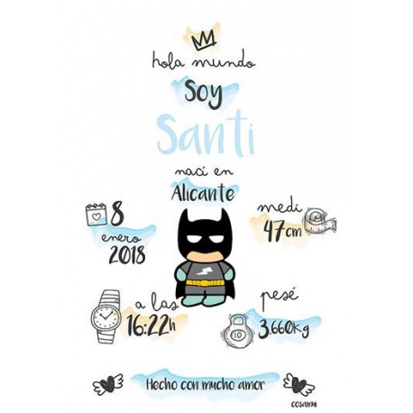 Laminas personalizada nacimiento cos hero