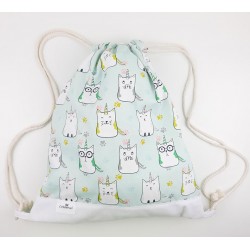 bolsa o mochila infantil colegio gato unicorn