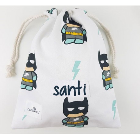 bolsa merienda personalizada niño niña cos hero