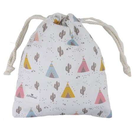 bolsa merienda personalizada niño niña cactus tipis