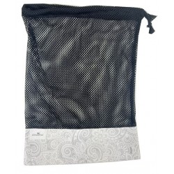 Bolsa de rejilla gris flores