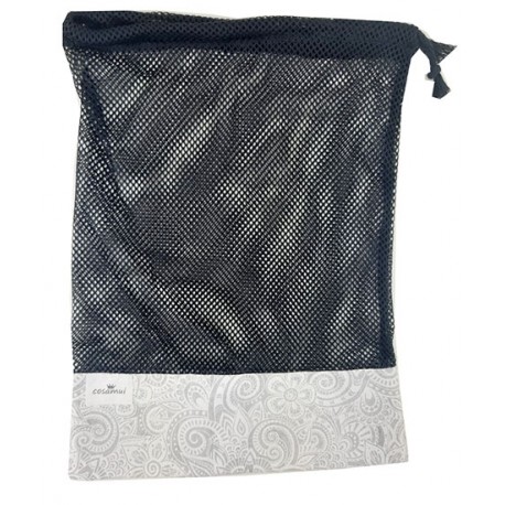 Bolsa de rejilla gris flores