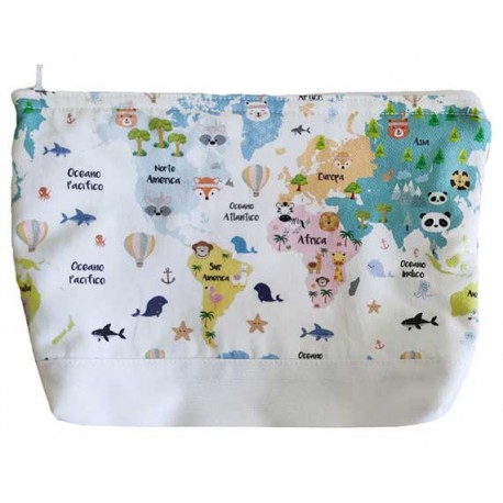 Neceser impermeable mapamundi animal