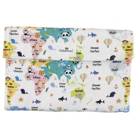 Portadocumentos bebé mapamundi animal