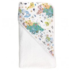 Toalla capa de baño recien nacido mapamundi animal