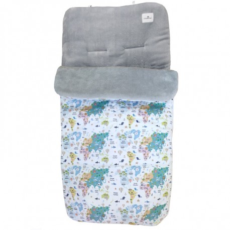 Saco invierno silla paseo bebé mapamundi animal