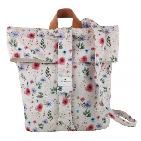 Mochila mujer margaritas azul