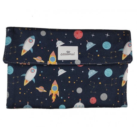Portadocumentos bebé impermeable planetas oscuro