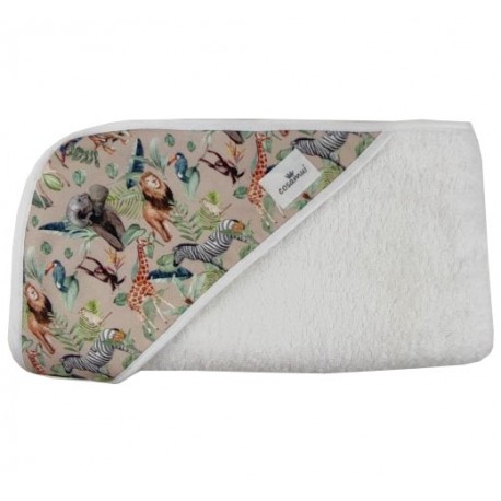Toalla capa de baño recien nacido safari animales