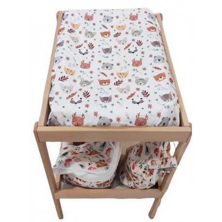 Funda cambiador bebe 80x50 animales bosque